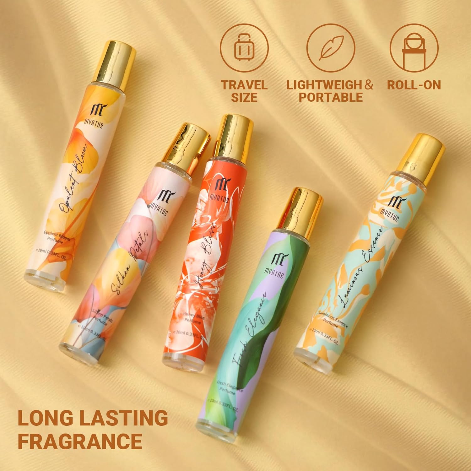 Unisex Perfume Roll On, 0.33 fl. oz Eau de Parfum, Long Lasting Powdery Woody Fragrance Gift for Women, Mother, Wife, Girlfriend, Office & Day Scent