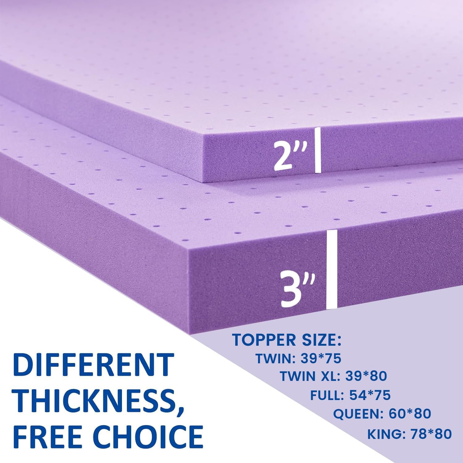 SINWEEK 2 Inch Gel Memory Foam Mattress Topper Ventilated Soft Pressure Relieve Mattress Pad, Breathable Bed Topper, CertiPUR-US Certified, Twin Size