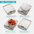 Ultrean Food Scale, Digital Kitchen Scale With Lcd Display, Weight Grams And Ounces For Baking Cooking And Meal Prep, 6 Units With Tare Function, 304 Stainless Steel, 11Lb (Batteries Included)