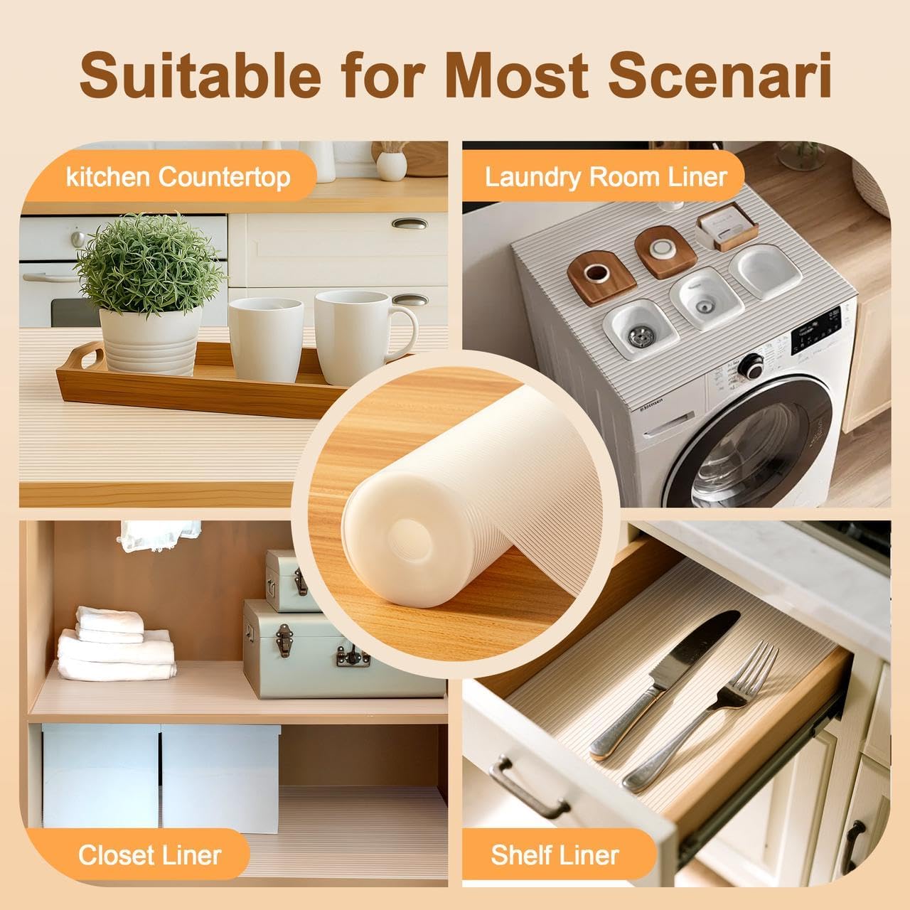 Shelf Liner For Kitchen 12In X 20Ft Cabinet Drawer, Fridge Liner | Non-Adhesive, Oil-Proof & Waterproof Contact Paper Liner For Home Kitchen Cupboard, Fridge, Durable, Washable, Easy To Cut
