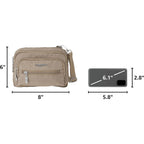 Baggallini Triple Zip Small Crossbody Bag For Women - Lightweight Convertible Fanny Pack Belt Bag
