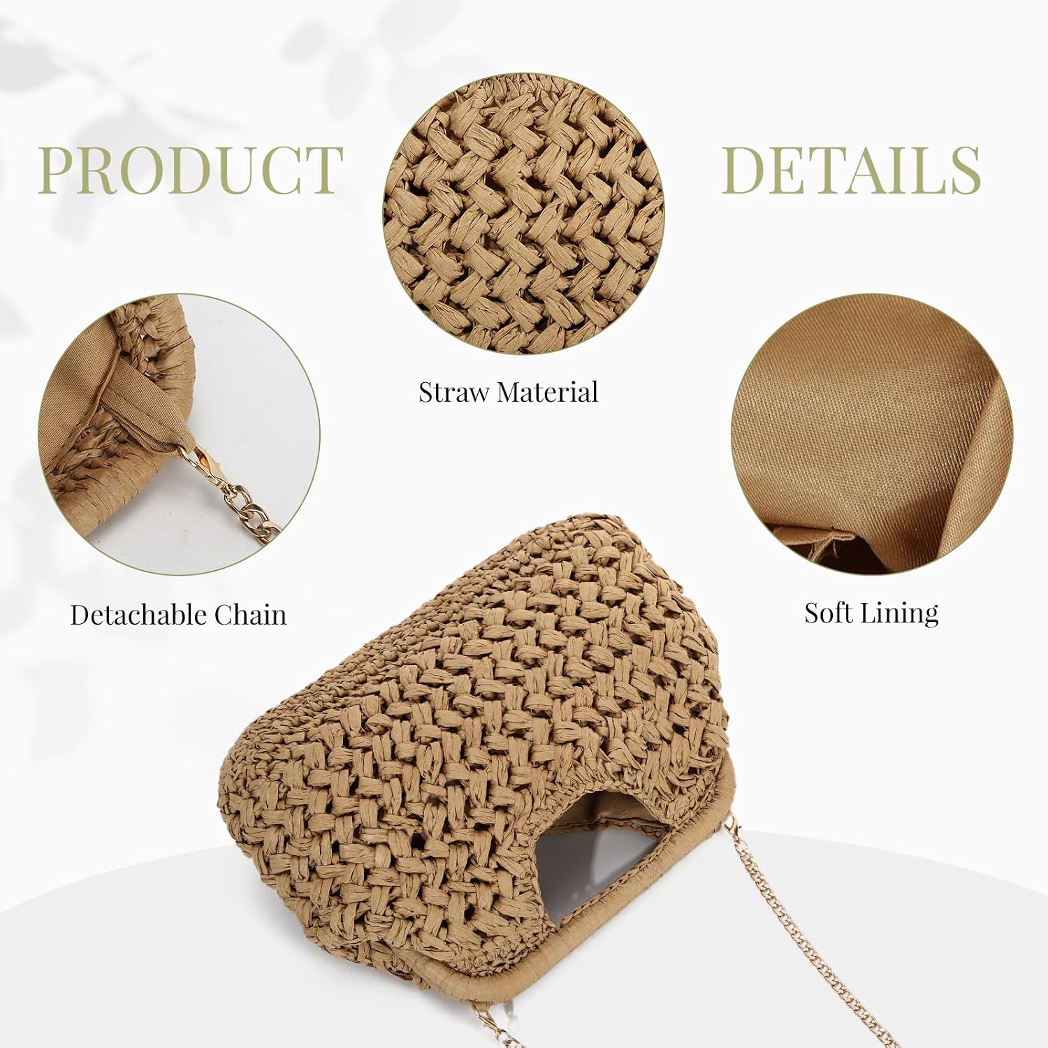 Emprier Straw Clutch Purses For Women Dumpling Bag Summer Beach Woven Handbag