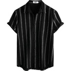Vatpave Mens Summer Striped Shirts Button Down Short Sleeve Vintage Beach Hawaiian Shirts With Pocket