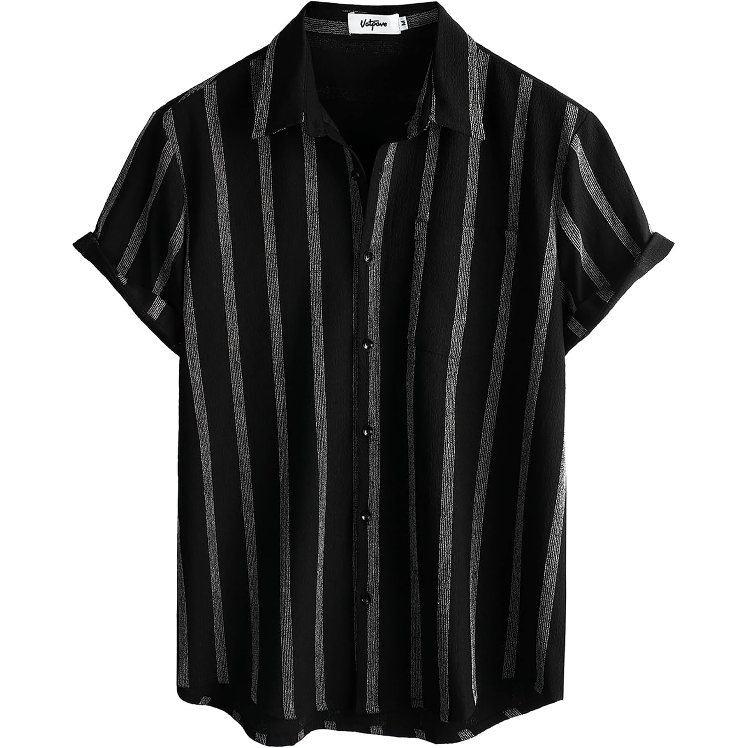 Vatpave Mens Summer Striped Shirts Button Down Short Sleeve Vintage Beach Hawaiian Shirts With Pocket