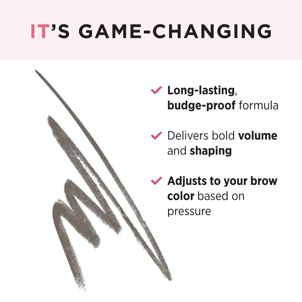 It Cosmetics Brow Power Eyebrow Pencil - Universal Shades, Long-Lasting, Budge-Proof, Easy To Apply, Mimics Real Hair, Nourishing Biotin, Pressure Responsive Application, Built-In Spoolie Brush