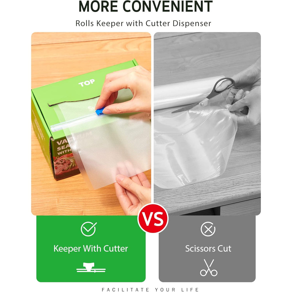Syntus 11" x 150' Food Vacuum Seal Roll Keeper with Cutter Dispenser, Commercial Grade Vacuum Sealer Bag Rolls, BPA Free Food Vac Bags, Ideal for Storage, Meal Prep and Sous Vide