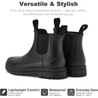 Planone Short Rain Boots for Women Chelsea Fashion Waterproof Ankle Non-Slip Matte Surface Rubber Boots Lightweight Outdoor Garden Shoes Work Booties for Ladies with Arch Support and Removable Comfort Insole