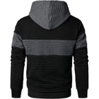 Qichic Men’S Sweatshirts Long Sleeve Pullover Patchwork Plaid Jacquard Hoodie Casual Drawstring Hoody Top