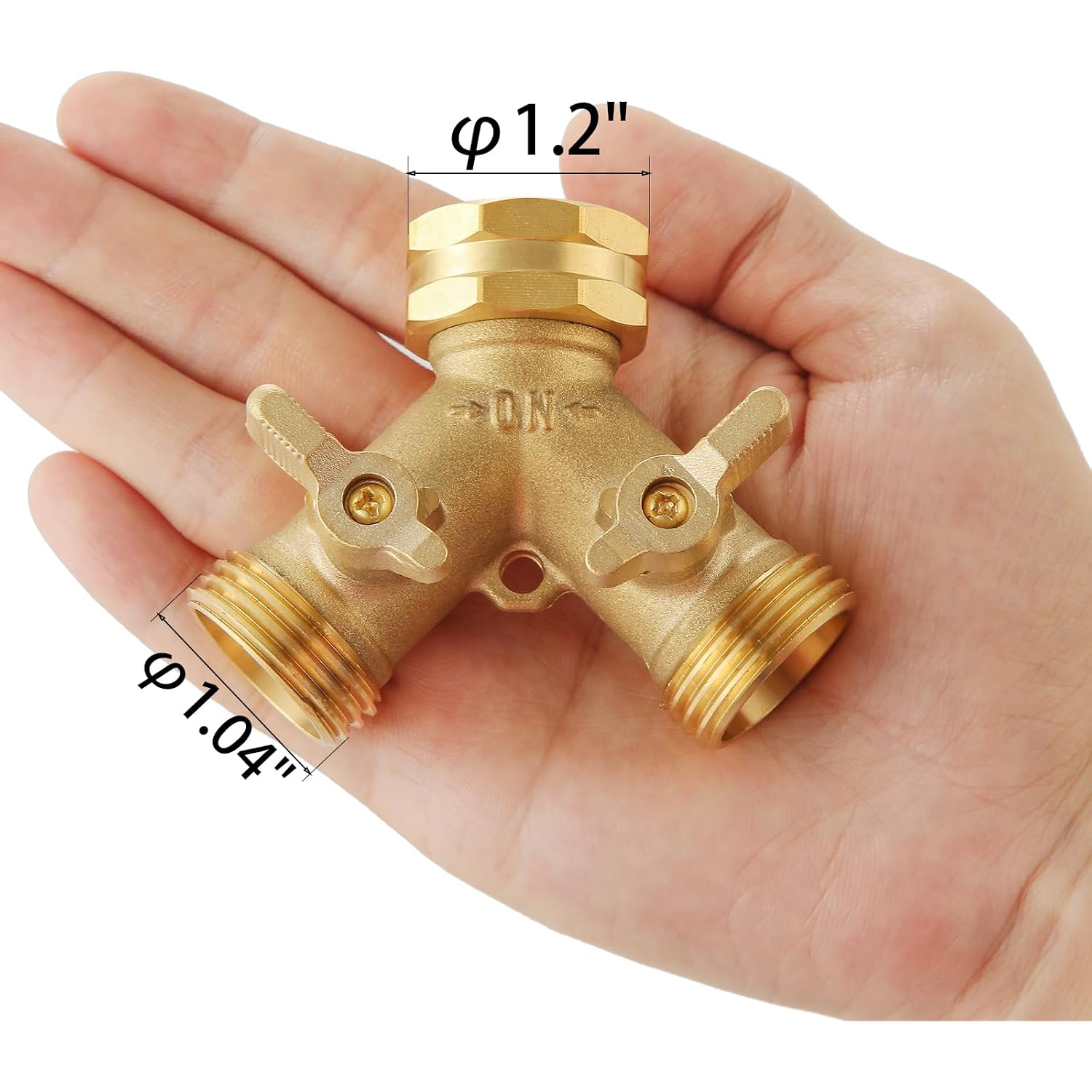 Garden Hose Splitter 2 Way Heavy Duty, Outdoor Faucet Splitter | Solid Brass Spigot Splitter Hose Y Splitter With Shutoff Valve