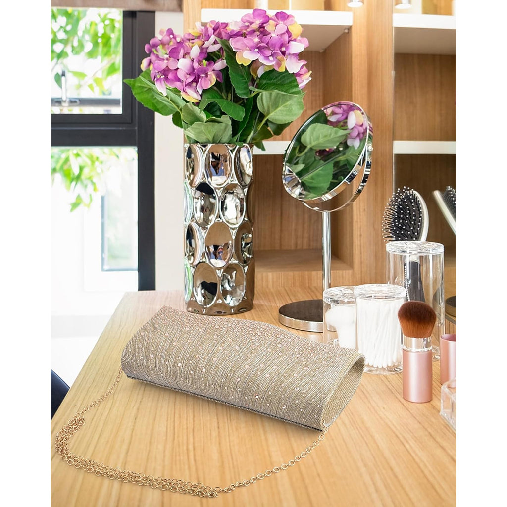 TINDTOP Clutch Purses for Women, Formal Evening Bags Suede Shoulder Envelope Party Handbags Wedding Cocktail Prom Clutches