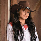 DRESHOW Women Men Classic Felt Wide Brim Western Cowboy & Cowgirl Cap Belt Buckle Retro Panama Hat Unisex Rolled up Caps 1 Pack: Coffee (Hat Circumference: 22-22.8")