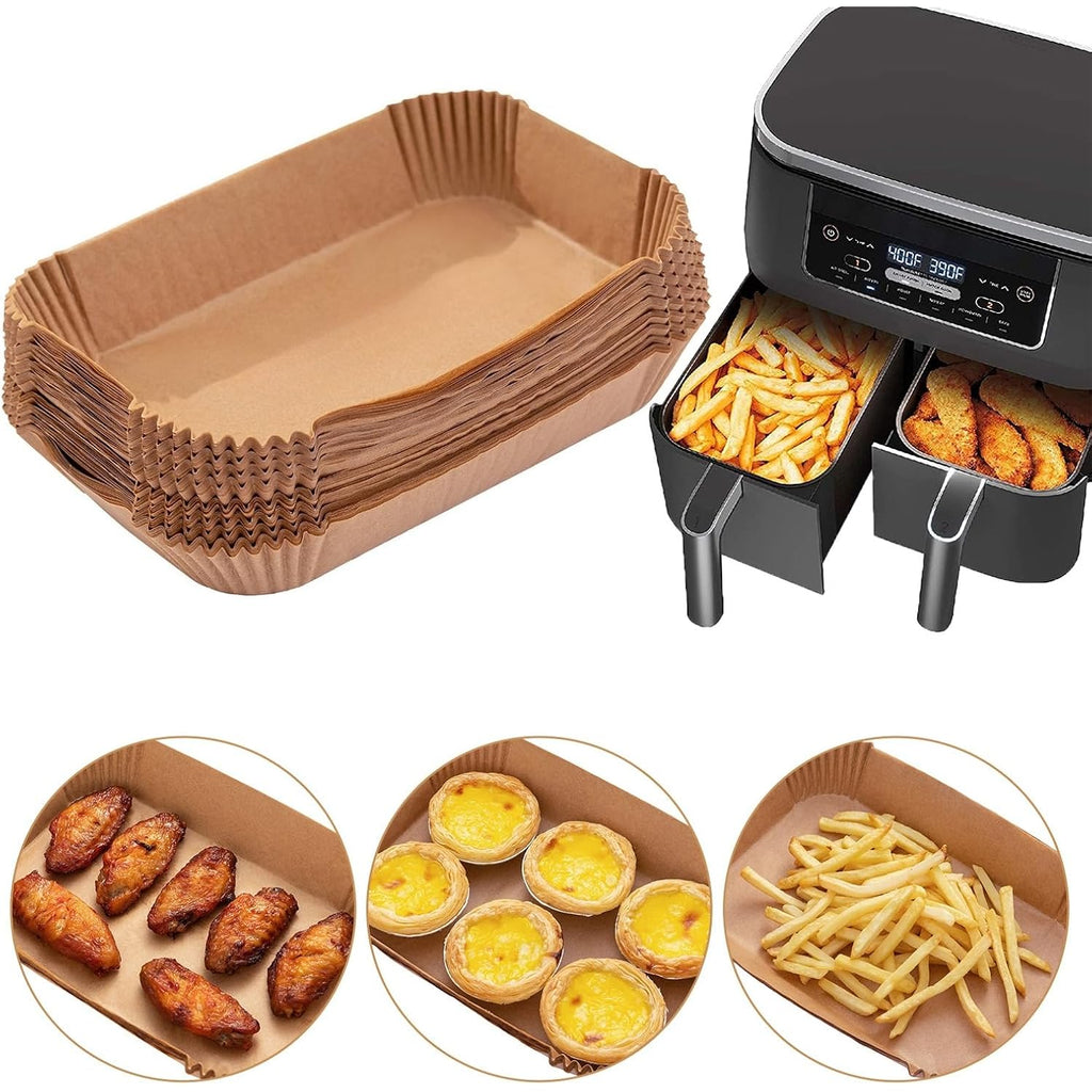 Ecfvtp Air Fryer Disposable Paper Liner, 100Pcs Food Grade Parchment Liners For Ninja Dz201, Air Fryer Accessories Baking Paper (9 * 6,Thicken Natural)