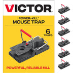 Victor Power-Kill Mouse Traps, 6-Pack Humane Snap Traps | Indoor Mice Control, Reusable Easy Set Rodent Traps, Safe For Use Around People And Pets When Used As Directed