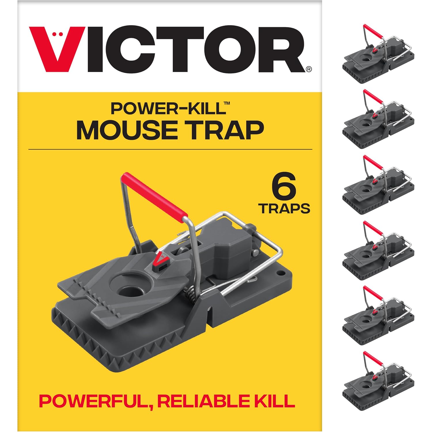 Victor Power-Kill Mouse Traps, 6-Pack Humane Snap Traps | Indoor Mice Control, Reusable Easy Set Rodent Traps, Safe For Use Around People And Pets When Used As Directed