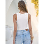 ANRABESS Tank Tops for Women Summer Basic Ribbed Henley Slim Fitted Sleeveless Cami Shirts Button Up Workout Casual Outfits