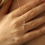 MONOZO Gold Cross Necklace for Women Girls, 14K Gold Plated Layered Cross Necklace Tiny Sideway Choker CZ Necklaces for Women Trendy Christian Baptism Religious Faith Jewelry Gifts