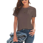 Kevamolly Basic T Shirts For Women Upf 50+ Short Sleeve Casual Summer Tops Trendy Solid Loose Fit Crew Neck Tees Tshirt