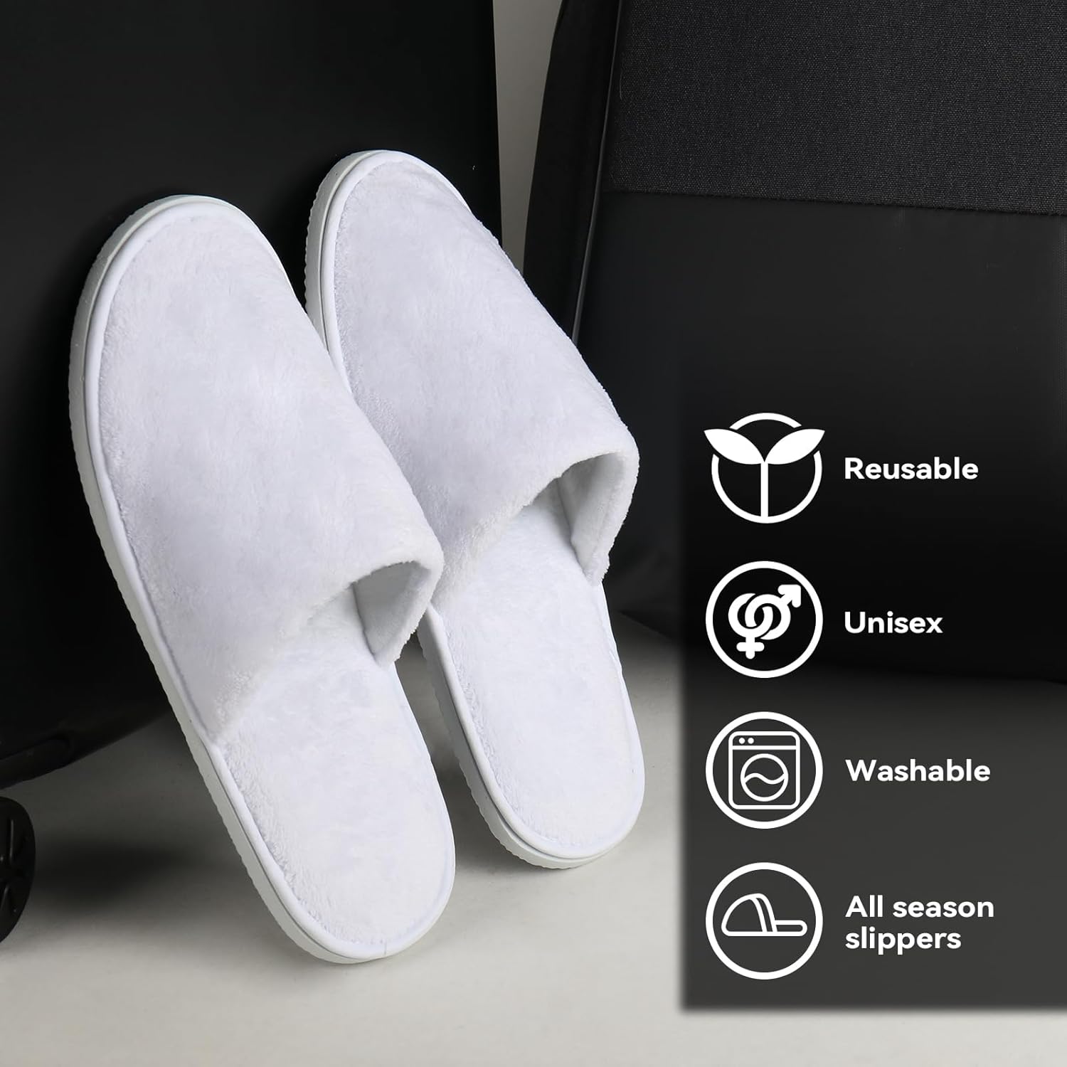 10 Pairs Guest Disposable Slippers, SPA Cotton Slippers, Hotel Bath Slippers Disposable, Travel Bulk Guest House Slippers for Shoeless Home, Travel, Hotel, Indoor (One Size, Unisex)