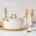 CAROTE 8QT Full Clad Tri Ply Stainless Steel Stock Pot with Lid, Kitchen Soup Pot, All Stoves Compatible, Oven & Dishwasher Safe, Stay Cool Handle, White, Mothers Day Gifts
