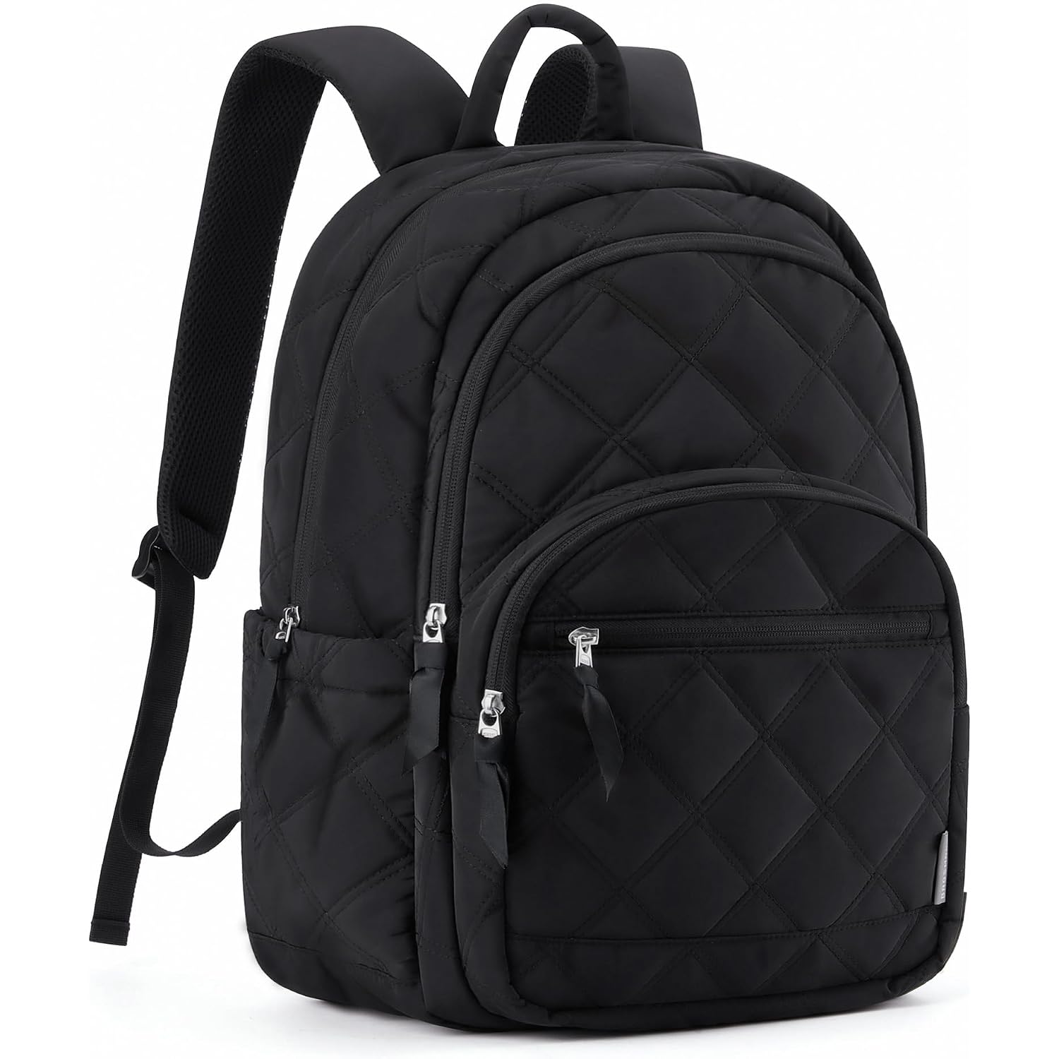 Bagsmart Travel Laptop Backpack, College Backpack For Women, Quilted Small Computer Bookbag, Water-Resistant 15.6 Inch Laptop Casual Bag, Black