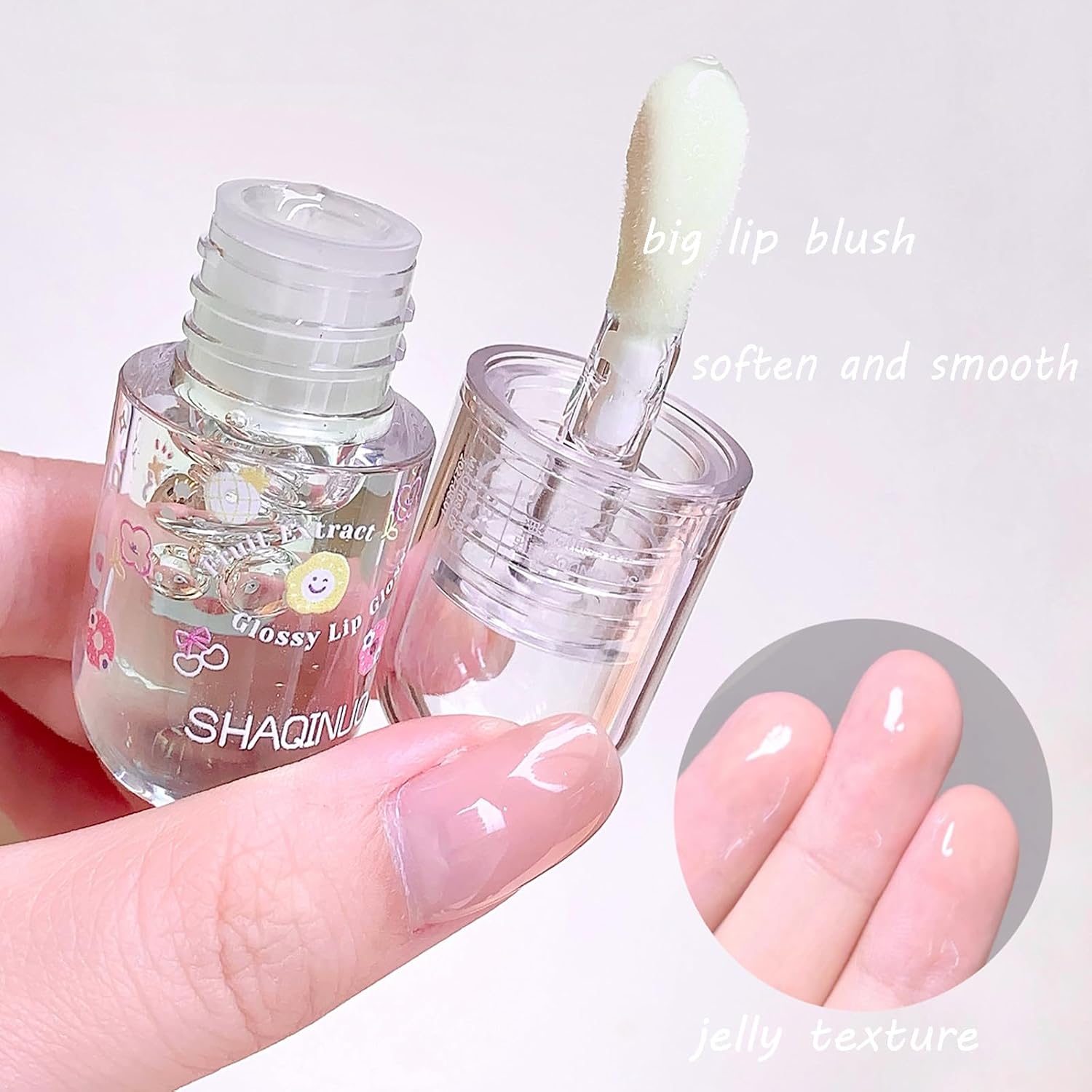 4 Pcs Lip Gloss Oil Set, Fruit Flavored Lip Gloss Set Cute Lip Jelly Hydrating Lip Make-Up for Women, Party Gift, Non-toxic