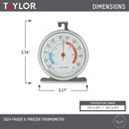 Taylor 5924 Large Dial Kitchen Refrigerator And Freezer Analog Thermometer, 3-Inch Dial, Easy To Read, Silver Finish, Accurate Temperature Monitoring