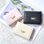 Cute Coquette Bow Small Wallet For Women Girls | Mini Wallet With Credit Card Slots Id Window