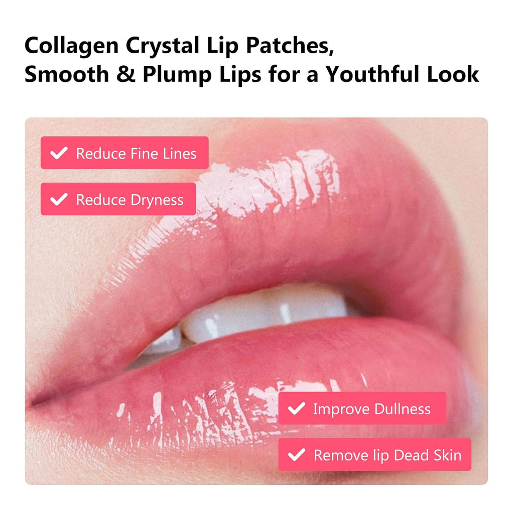 Adofect 30 Pcs Collagen Crystal Lip Patches, Moisturizing & Hydrating Lip Masks, Fade Dark Lips, Smooth Fine Lines, Reduce Dryness & Lip Wrinkles, Beauty Gifts & Party Favors For Lip Care