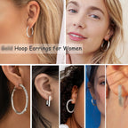 Gold Hoop Earrings Set for Women, Fashion Chunky Pearl Earrings Multipack Twisted Statement Earring Pack, Hypoallergenic Small Big Hoops Earrings for Birthday Party