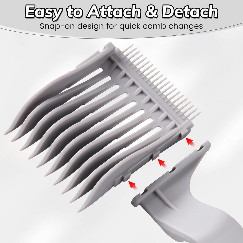 4-in-1 Detachable Fade Comb Set, 4 Different Size Barber Fade Comb, Suitable for Home and Salon Use, Compatible with All Hair Cutting Shears and Barber Tools, Grey