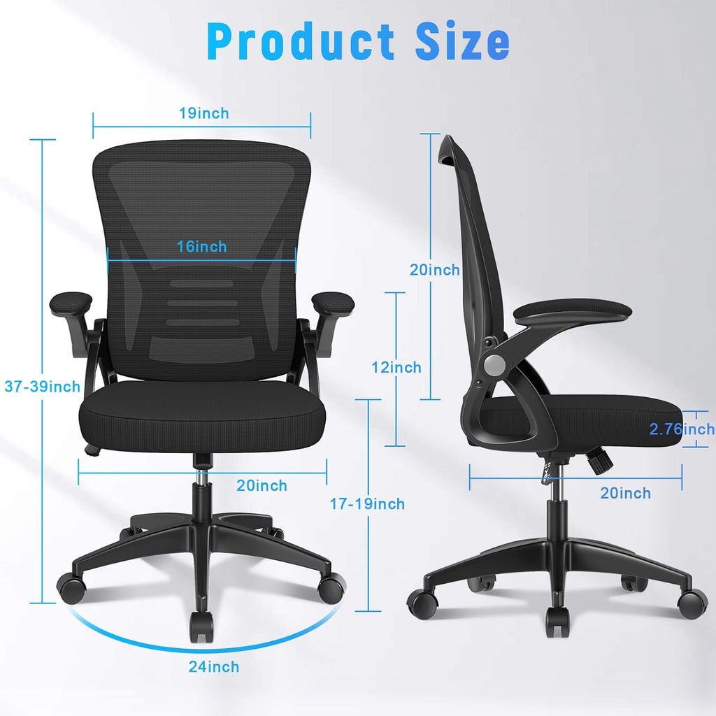 Naspaluro Home Office Desk Chair Mid Back With Adjustable Height Dark Black