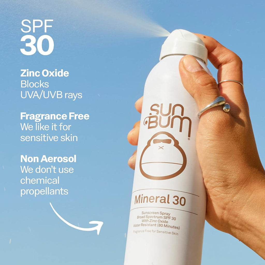 Sun Bum Mineral Spf 30 Sunscreen Body Spray - New Formula 2026 Water-Resistant Broad Spectrum Moisturizing Sunscreen With Vitamin E - Hawaii 104 Act Compliant (Without Octinoxate & Oxybenzone) - 6 Oz