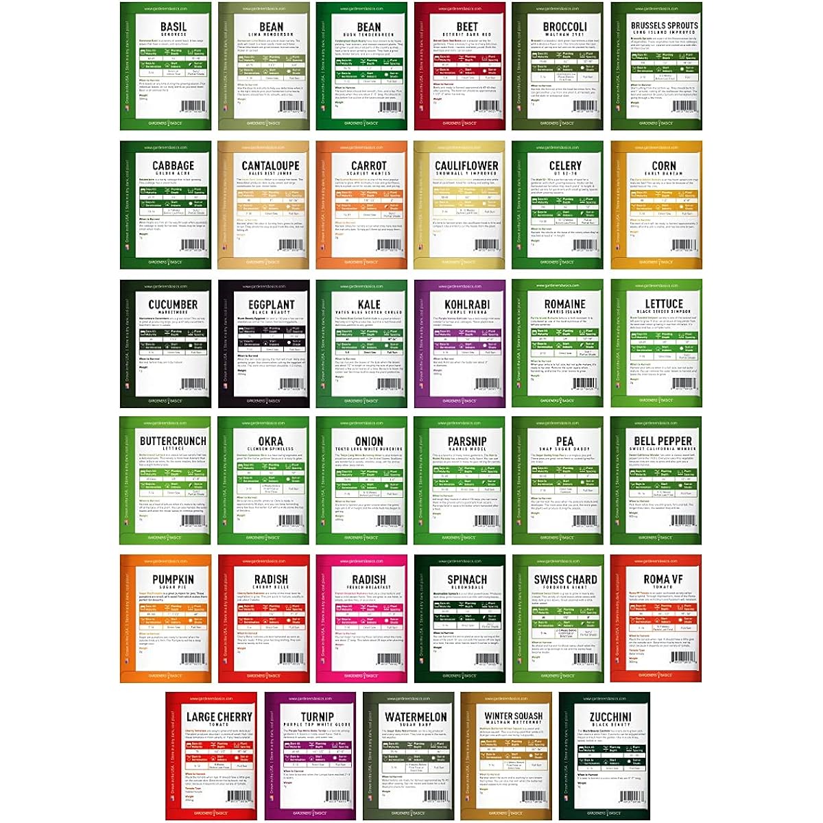 Gardeners Basics Survival Vegetable Seeds Garden Kit Over 16,000 Seeds Non-Gmo And Heirloom, Great For Emergency Bugout Survival Gear 35 Varieties Seeds For Planting Vegetables 35 Free Plant Markers