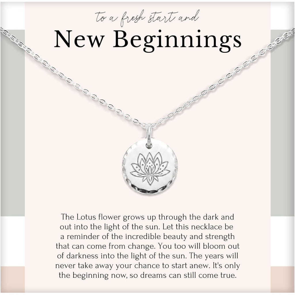 HOPE LOVE SHINE Women's New Beginnings Necklace - 14k Gold Plated Sterling Silver, Healing & Recovery Gift, Adjustable 16+2" Chain