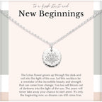 HOPE LOVE SHINE Women's New Beginnings Necklace - 14k Gold Plated Sterling Silver, Healing & Recovery Gift, Adjustable 16+2" Chain