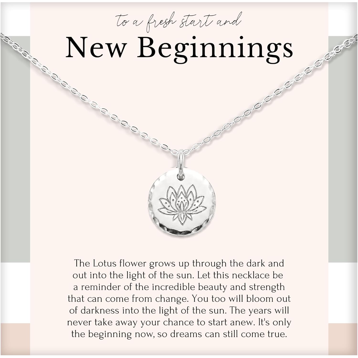 HOPE LOVE SHINE Women's New Beginnings Necklace - 14k Gold Plated Sterling Silver, Healing & Recovery Gift, Adjustable 16+2" Chain