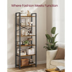Vasagle 6-Tier Bookshelf, Bookcase With Steel Frame, Book Shelf For Living Room, Home Office, Study, 11.8 X 26 X 73.2 Inches, Industrial Style, Rustic Brown And Ink Black Ulls062B01