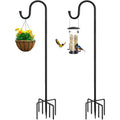 72" Shepherds Hooks For Outdoor, Heavy Duty Bird Feeder Pole With 7 Base Prongs, Adjustable Garden Hanging Holder For Bird Feeders, Solar Light Lanterns, Garden Plant Hanger Stands, 2 Packs