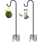 72" Shepherds Hooks For Outdoor, Heavy Duty Bird Feeder Pole With 7 Base Prongs, Adjustable Garden Hanging Holder For Bird Feeders, Solar Light Lanterns, Garden Plant Hanger Stands, 2 Packs