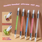 5Pcs Dual-Tipped Silicone Nail Art Pens, 5Pcs 2-Way Dotting Tools for Resin, Foil, Carving, Drawing & Shaping - Professional Nail Design Kit for Home & Salon