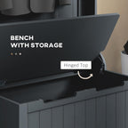 Homcom Hall Tree With Bench And Shoe Storage, 3-In-1 Entryway Bench With Coat Rack, 4 Hooks And Flip Top Storage Compartment, Black