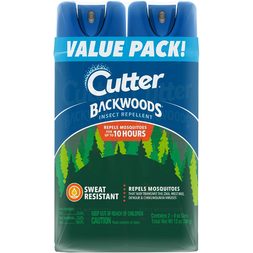 Cutter Backwoods Mosquito And Insect Repellent 6 Ounces, 2-Pack Aerosol Bug Spray, Repels Up To 10 Hours