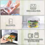 M Mcirco [5-Pack, 36 Oz] Glass Meal Prep Containers 3 Compartment With Lids, Glass Lunch Containers,Food Prep Lunch Box,Bento Box,Microwave, Oven, Freezer, Dishwasher (4.5 Cups)