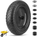 Ticonn 4.80/4.00-8 Tire, 14.5" Flat Free Wheelbarrow Tire And Wheel, Solid Replacement Tires With 3" Centered Hub, 5/8" 3/4" Bearings, Universal Fit 4.80/4.00-8, 3.50/3.00-8, 4.00-6 (Black)