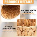 Wllhyf Wicker Waste Basket, Handwoven Water Hyacinth Trash Can Small Bathroom Trash Can Boho Woven Decorative Office Garbage Cans For Bedroom Bathroom Kitchen Living Room