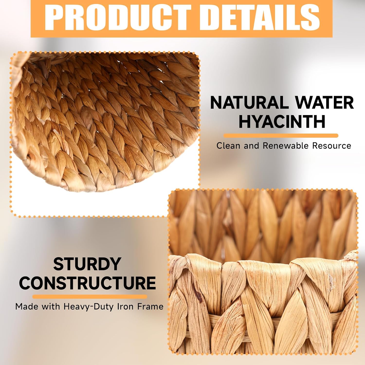 Wllhyf Wicker Waste Basket, Handwoven Water Hyacinth Trash Can Small Bathroom Trash Can Boho Woven Decorative Office Garbage Cans For Bedroom Bathroom Kitchen Living Room