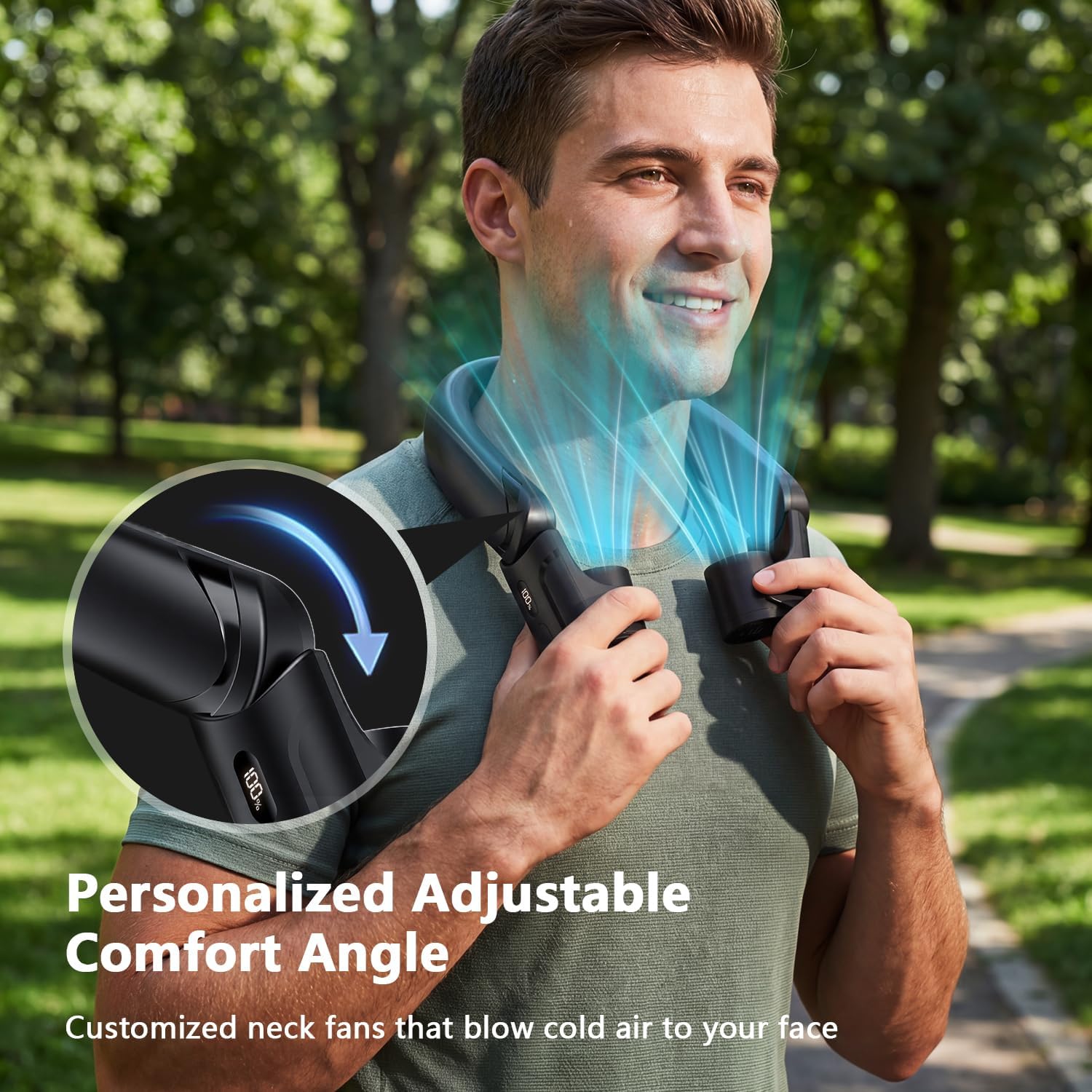 Mavax Chillgo Portable Neck Fan - 8000Mah Personal Wearable Fan, 9000 Rpm Direct-Flow 4X Powerful 360° Airflow Cooling Fan, Max 16H, 4 Speeds, Led Display, Great Gifts For Men Women - 5Th Gen Black