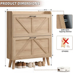 LEYAOYAO Shoe Cabinet Storage for Entryway with 2 Flip Drawers Rack Narrow Organizer Slim Hidden Wood Shoe Cabinet Furniture Natural