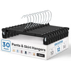 Smartor Pants Hangers - 30 Pack, Black Clips Hangers With 360° Hooks, Shorts Hanger With Strong Clamps, Dress, Heavy Duty As Trousers, Skirt, Jeans, Towel And Bottom Clothes -12 Inch