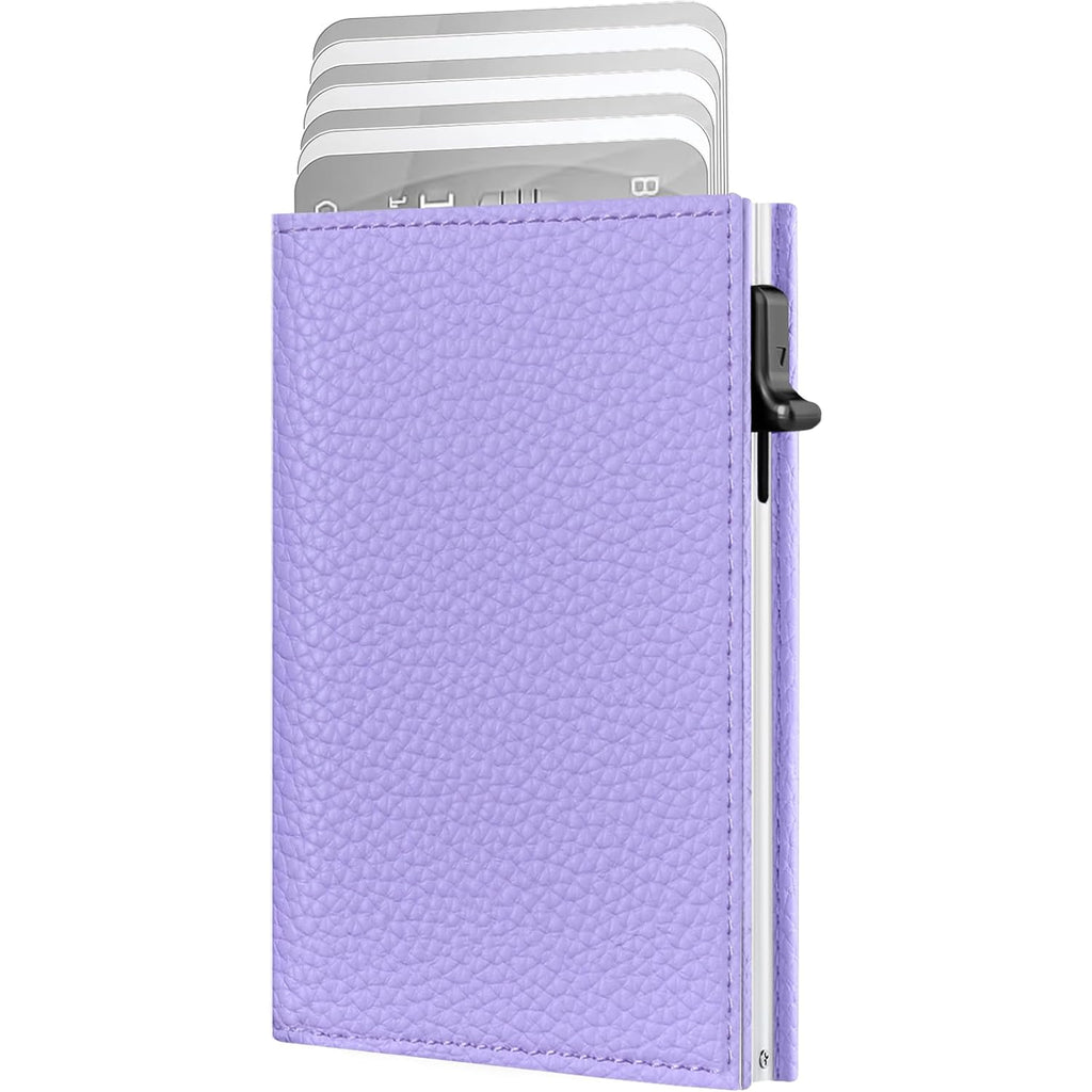 Rfid Wallet Women - Small Slim Trifold Leather Wallet With Metal Pop Up Card Holder, 2026 Trendy Lavender Purple, Holds 11 Cards 10+ Bills, Id Window Cash Slot, Gift For Her